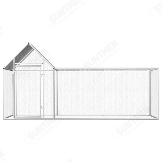 144554 Outdoor Chicken Coop 3x1x1.5 m Galvanised Steel House Cage Foldable Puppy Cats Sleep Metal Playpen Exercise Training Bedpan Pet Supplies