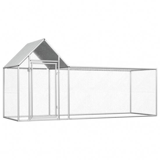 144554 Outdoor Chicken Coop 3x1x1.5 m Galvanised Steel House Cage Foldable Puppy Cats Sleep Metal Playpen Exercise Training Bedpan Pet Supplies