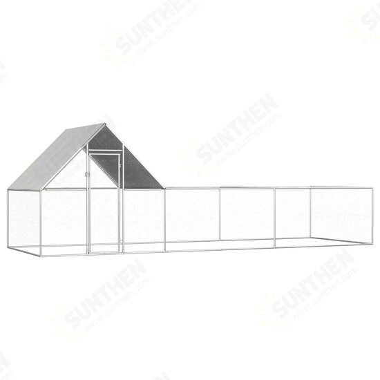 144557 Outdoor Chicken Coop 6x2x2 m Galvanised Steel House Cage Foldable Puppy Cats Sleep Metal Playpen Exercise Training Bedpan Pet Supplies