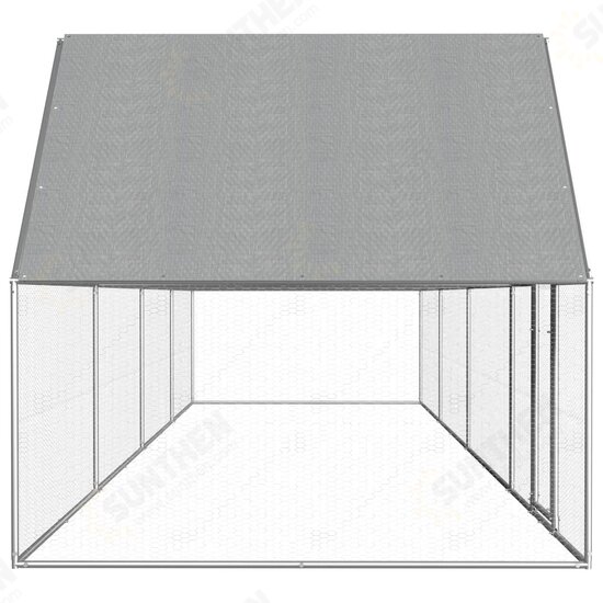 144558 Outdoor Chicken Coop 8x2x2 m Galvanised Steel House Cage Foldable Puppy Cats Sleep Metal Playpen Exercise Training Bedpan Pet Supplies