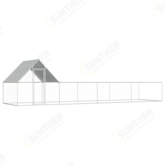 144558 Outdoor Chicken Coop 8x2x2 m Galvanised Steel House Cage Foldable Puppy Cats Sleep Metal Playpen Exercise Training Bedpan Pet Supplies