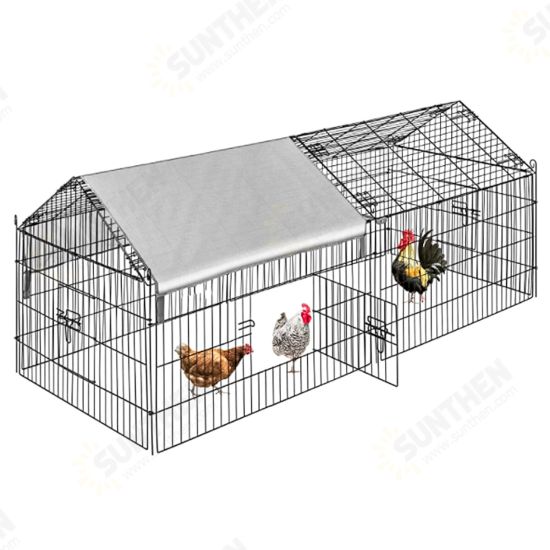 Chicken Coop Run Cage Upgrade 86.6inch*40inch*38inch Metal Chicken Fence Pen Pet Playpen Enclosures with Protection Cover&Ground Nail,Cage Indoor Outdoor Yard for Small Animals Cat Hen Duck Rabbit