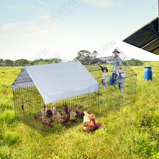 Chicken Coop Run Cage Upgrade 86.6inch*40inch*38inch Metal Chicken Fence Pen Pet Playpen Enclosures with Protection Cover&Ground Nail,Cage Indoor Outdoor Yard for Small Animals Cat Hen Duck Rabbit