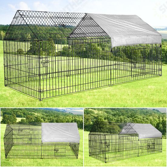 Chicken Coop Run Cage Upgrade 86.6inch*40inch*38inch Metal Chicken Fence Pen Pet Playpen Enclosures with Protection Cover&Ground Nail,Cage Indoor Outdoor Yard for Small Animals Cat Hen Duck Rabbit