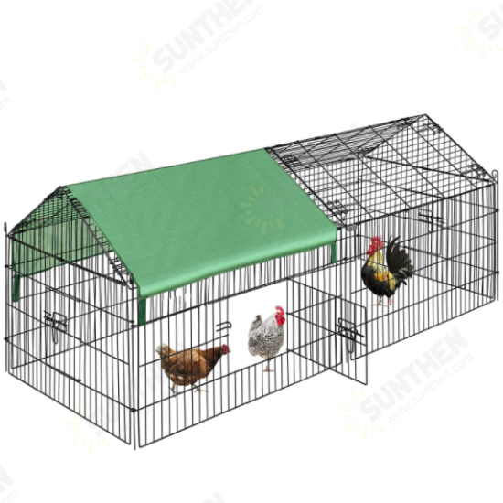 Chicken Coop Run Cage Upgrade 86.6inch*40inch*38inch Metal Chicken Fence Pen Pet Playpen Enclosures with Protection Cover&Ground Nail,Cage Indoor Outdoor Yard for Small Animals Cat Hen Duck Rabbit