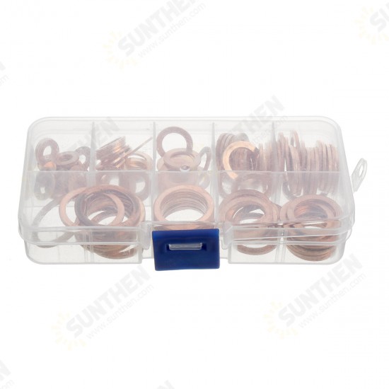 100Pcs Assorted Copper Sealing Solid Gasket Washer Sump Plug Oil For Boat Crush Flat Seal Ring Tool Hardware 1 order