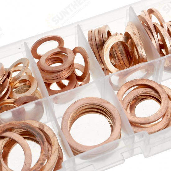 100Pcs Assorted Copper Sealing Solid Gasket Washer Sump Plug Oil For Boat Crush Flat Seal Ring Tool Hardware 1 order