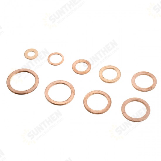 100Pcs Assorted Copper Sealing Solid Gasket Washer Sump Plug Oil For Boat Crush Flat Seal Ring Tool Hardware 1 order