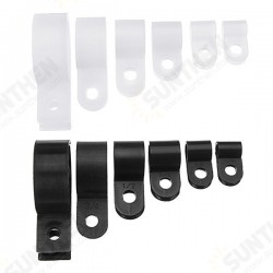 200pcs Black White Plastic R Type Cable Clip Clamp for Multi Diameter Wire Hose Tube 200pcs Black White Plastic R Type Cable Clip Clamp for Multi Diameter Wire Hose Tube