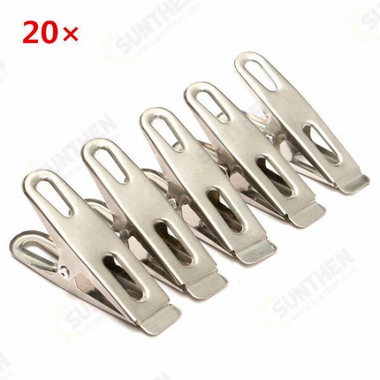 20Pcs Stainless Steel Clips Tent Windproof Securing Hook Buckle