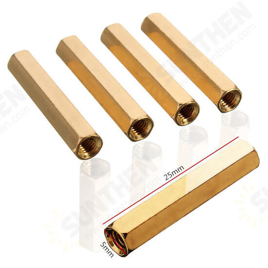 25 pcs M3 Female Thread Hexagon Isolation Column Brass Standoff Spacer