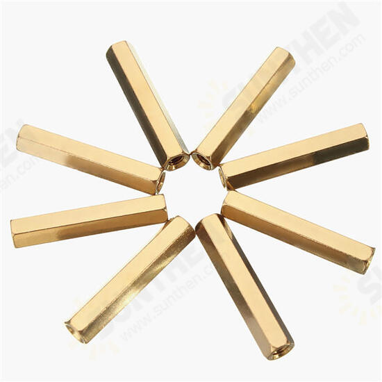 25 pcs M3 Female Thread Hexagon Isolation Column Brass Standoff Spacer