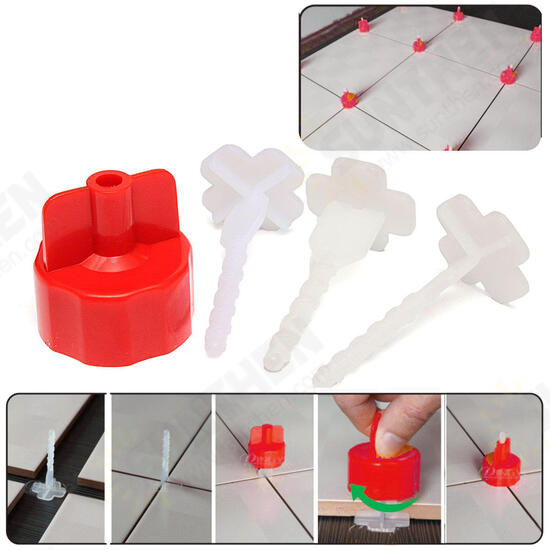 50 Pcs Flat Tile Ceramic Leveling System Kit Floor Wall Spacer Strap Tools Tile Spacers