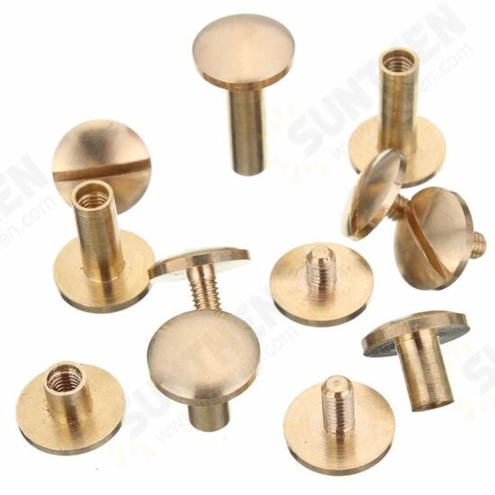 Solid Brass Arc Button Stud Screw Nail 4-15mm Screw Back Leather Belt Button Screws