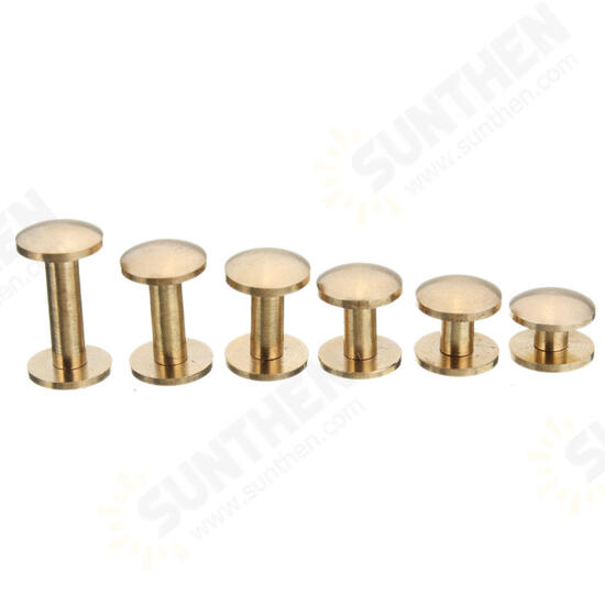 Solid Brass Arc Button Stud Screw Nail 4-15mm Screw Back Leather Belt Button Screws