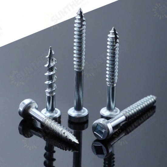 100Pcs/Set Woodworking Angled Hole Screw Square Self-tapping Screw Square Slot Coarse Thread Fine Thread Screw Galvanized