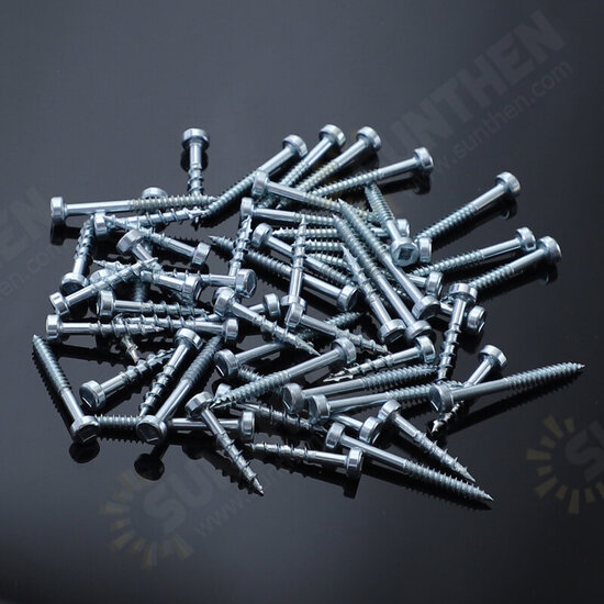 100Pcs/Set Woodworking Angled Hole Screw Square Self-tapping Screw Square Slot Coarse Thread Fine Thread Screw Galvanized