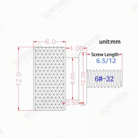 10PCS 6#-32 Aluminum Alloy Computer Case Side Panel Hard Disk Hand Screw Knurling Thumb Screws Color Nails