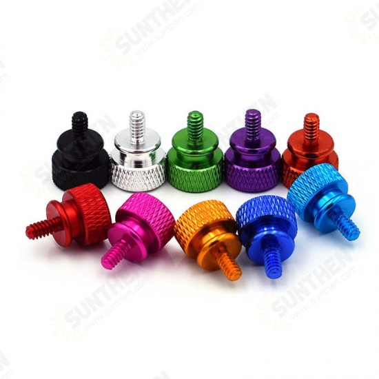 10PCS 6#-32 Aluminum Alloy Computer Case Side Panel Hard Disk Hand Screw Knurling Thumb Screws Color Nails