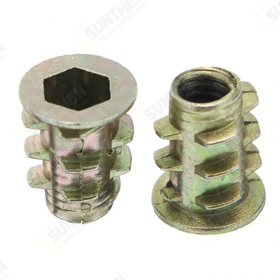 50Pcs M4ZN1 M4 Zinc Alloy Wood Furniture Hex Socket Drive Head Screw-in Threaded Insert Nut