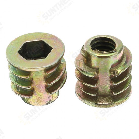 50Pcs M4ZN1 M4 Zinc Alloy Wood Furniture Hex Socket Drive Head Screw-in Threaded Insert Nut