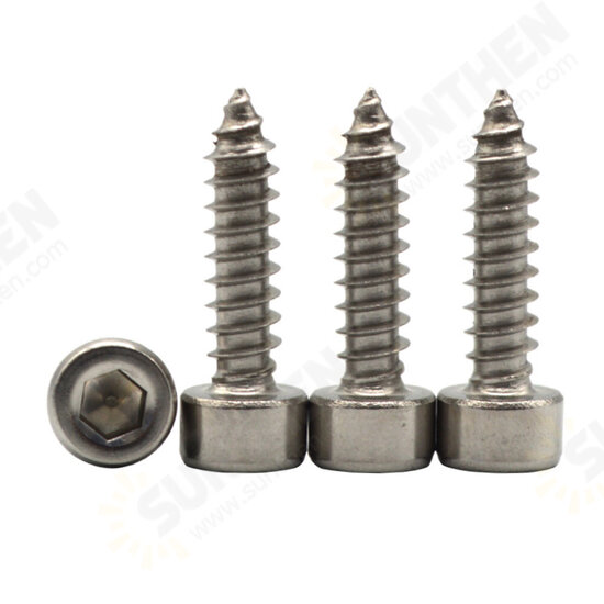 M2SH3 50Pcs M2 304 Stainless Steel Hex Socket Cylinder Cap Head Self Tapping Screw Wood Screws Speaker Screws Optional Length