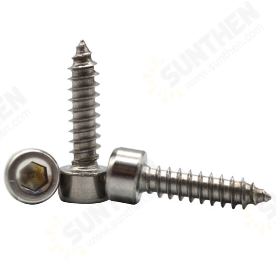 M2SH3 50Pcs M2 304 Stainless Steel Hex Socket Cylinder Cap Head Self Tapping Screw Wood Screws Speaker Screws Optional Length