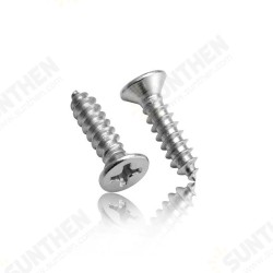 M3SP4 100Pcs M3 304 Stainless Steel Cross Flat Head Self Tapping Screw Wood Screws Speaker Screws Optional Length