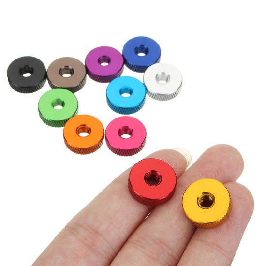 M5AN1 10Pcs M5 Manual Knurled Thumb Screw Nut Spacer Flat Washer Aluminum Alloy Multicolor
