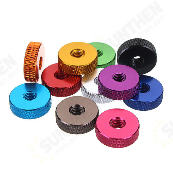 M5AN1 10Pcs M5 Manual Knurled Thumb Screw Nut Spacer Flat Washer Aluminum Alloy Multicolor