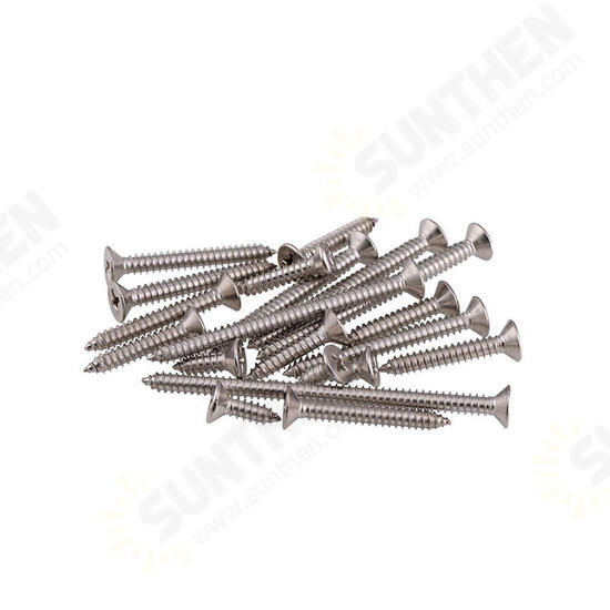 M5SP2 100Pcs M5 304 Stainless Steel Cross Flat Head Self Tapping Screw Wood Screws Speaker Screws Optional Length