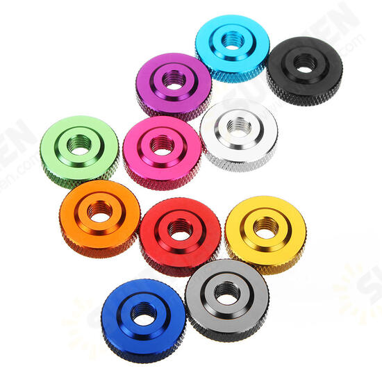 M6AN2 10Pcs M6 Knurled Thumb Nut w/ Collar Screw Spacer Washer Aluminum Alloy Multicolor