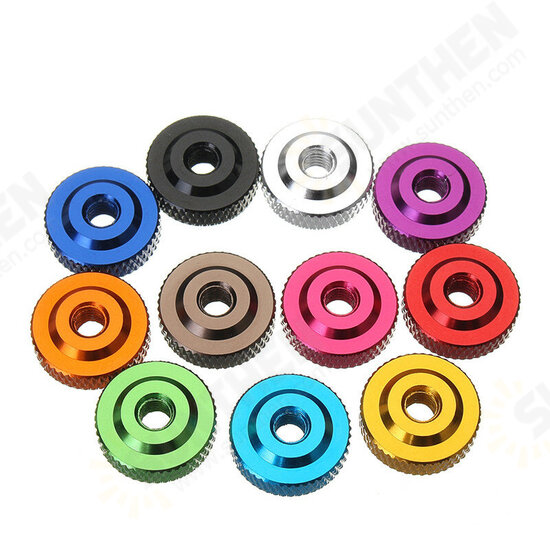 M6AN2 10Pcs M6 Knurled Thumb Nut w/ Collar Screw Spacer Washer Aluminum Alloy Multicolor