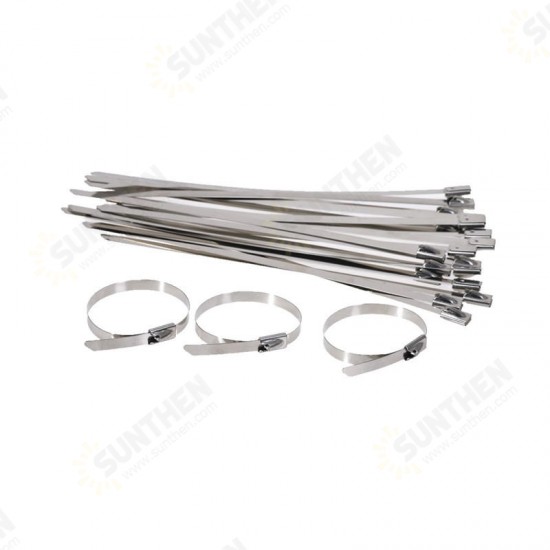 ZT10 100Pcs 200-400mm Stainless Steel Zip Tie Self Locking Cable Organizer Ties