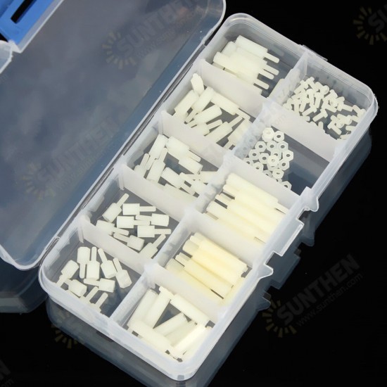 M2NH2 M2 Nylon Screw White Hex Screw Nut Nylon PCB Standoff Assortment Kit 140Pcs