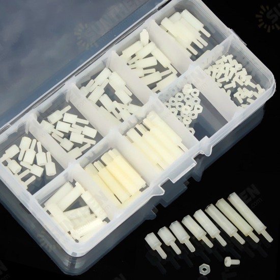 M2NH2 M2 Nylon Screw White Hex Screw Nut Nylon PCB Standoff Assortment Kit 140Pcs