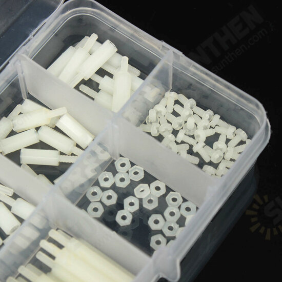 M2NH2 M2 Nylon Screw White Hex Screw Nut Nylon PCB Standoff Assortment Kit 140Pcs