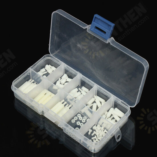 M2NH2 M2 Nylon Screw White Hex Screw Nut Nylon PCB Standoff Assortment Kit 140Pcs