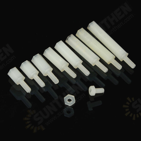 M2NH2 M2 Nylon Screw White Hex Screw Nut Nylon PCB Standoff Assortment Kit 140Pcs