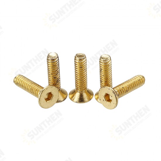 M3AH13 50Pcs Titanium Plated M3 Hex Socket Flat Head Countersunk Screws Alloy Steel 12.9 Grade Screw Bolt 5-16mm