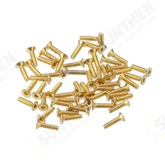 M3AH13 50Pcs Titanium Plated M3 Hex Socket Flat Head Countersunk Screws Alloy Steel 12.9 Grade Screw Bolt 5-16mm