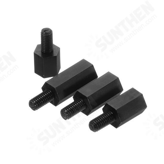 M3NH13 50pcs M3 Nylon Black Hex Screw PCB Standoff 6/8/10/12mm