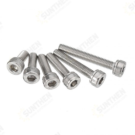 M3SH5 50Pcs M3 Stainless Steel Hex Socket Cap Head Screws Bolts 4-20mm Optional Length