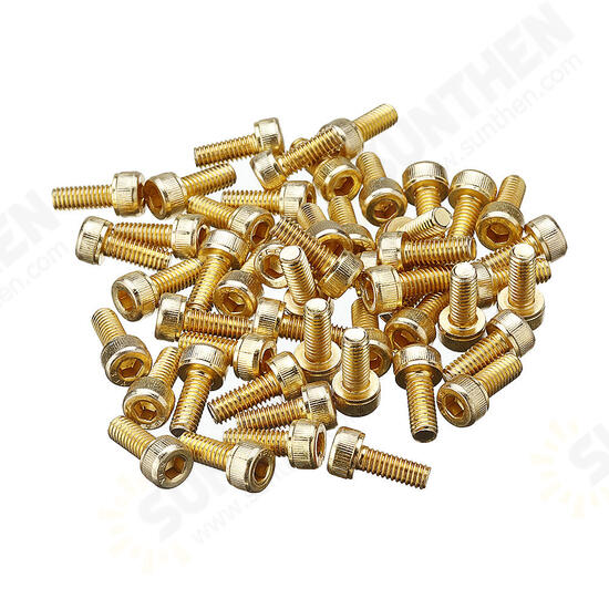 M4AH1 50Pcs Titanium Plated M4 Hex Socket Cap Head Screws Alloy Steel 12.9 Grade Screw Bolt M4*10