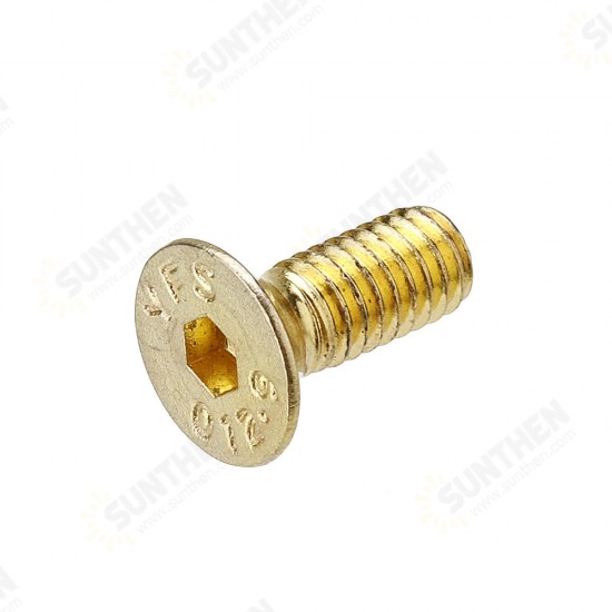 M4AH2 50Pcs Titanium Plated M4 Hex Socket Flat Countersunk Head Screws Alloy Steel 12.9 Grade Screw Bolt M4*10