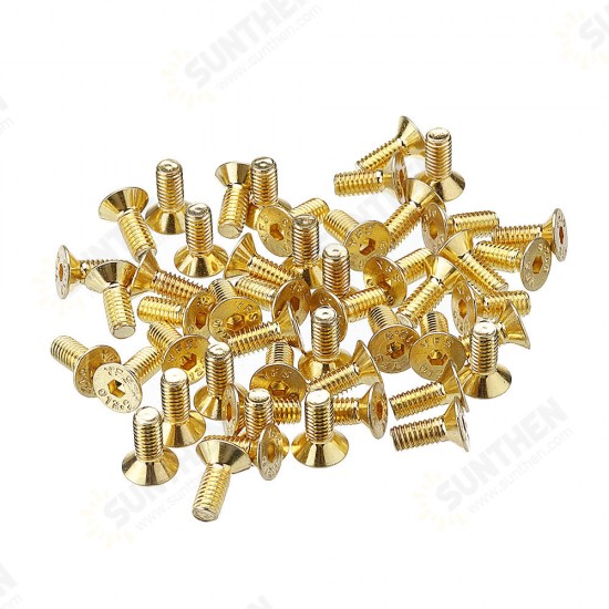 M4AH2 50Pcs Titanium Plated M4 Hex Socket Flat Countersunk Head Screws Alloy Steel 12.9 Grade Screw Bolt M4*10