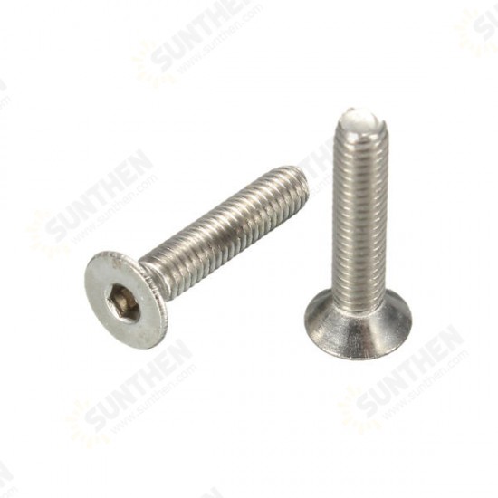 M4SH2 50pcs Metric M4 Stainless Steel Countersunk Flat Head Hex Socket Cap Screw Bolts