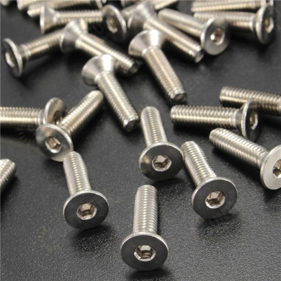 M4SH2 50pcs Metric M4 Stainless Steel Countersunk Flat Head Hex Socket Cap Screw Bolts