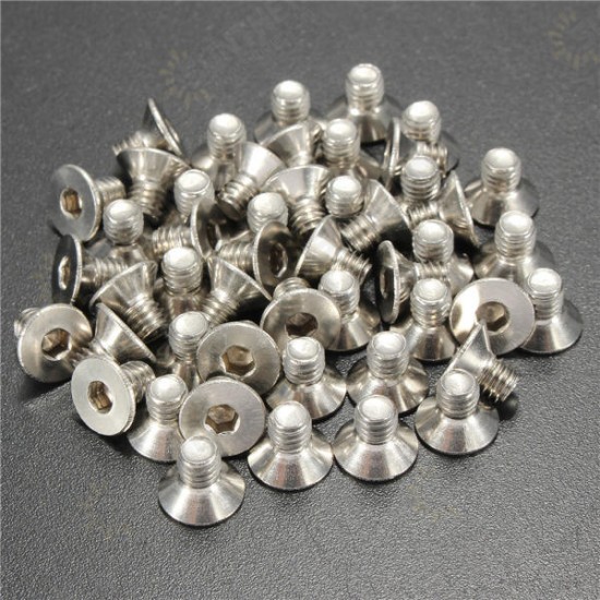 M4SH2 50pcs Metric M4 Stainless Steel Countersunk Flat Head Hex Socket Cap Screw Bolts