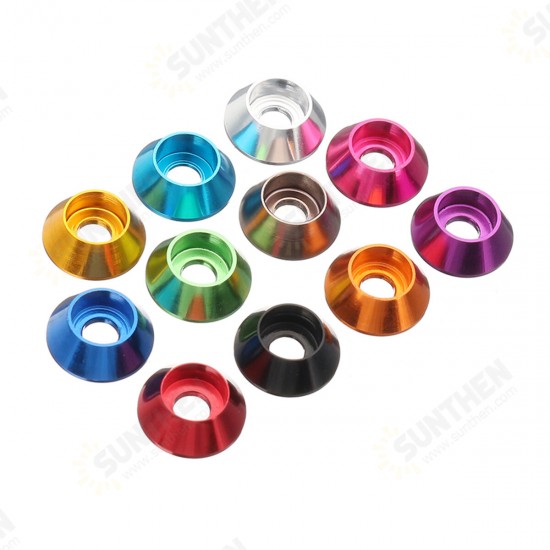 M5AN2 10Pcs M5 Cup Head Hex Screw Gasket Washer Nuts Aluminum Alloy Multicolor